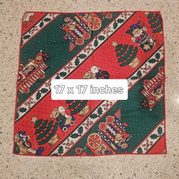 1986 Lucy Rigg Tablecloth Christmas Teddy Bear Train 50x68" & 6 Napkins Set VTG - Picture 6 of 7